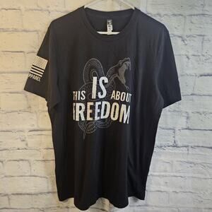 Nine Line Black Short Sleeve Graphic Cotton T-Shirt Freedom Sz XL